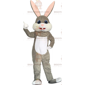Kostým maskota šedobílého zajíčka BIGGYMONKEY™, kostým velkého