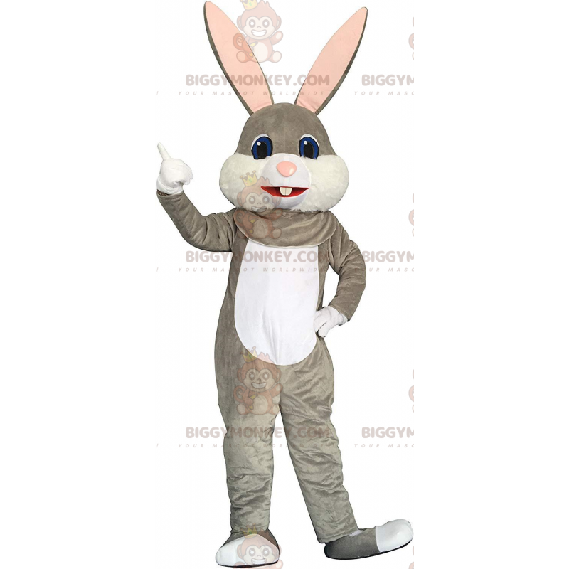 Gray and White Bunny BIGGYMONKEY™ Mascot Costume, Big Bunny