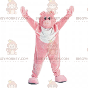 Customizable Pink and White Pig BIGGYMONKEY™ Mascot Costume –