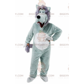 BIGGYMONKEY™ Disfraz de mascota de lobo gris y blanco, disfraz
