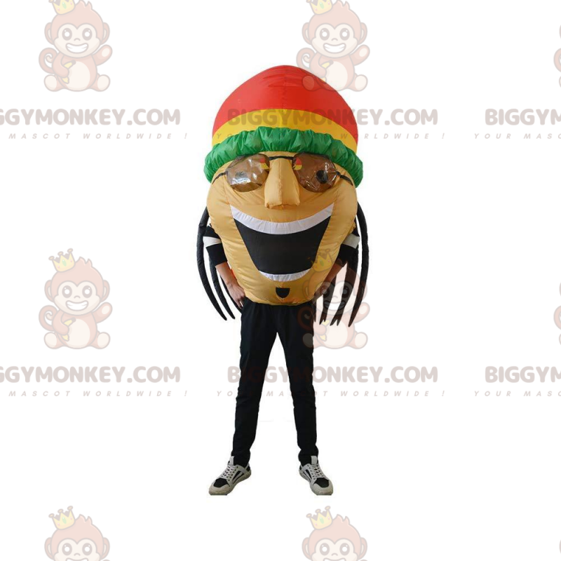 BIGGYMONKEY™ Mascot Costume Inflatable Rastaman, Jamaican with