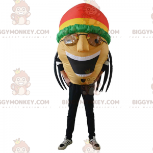 Kostium maskotki BIGGYMONKEY™ Nadmuchiwany rastaman, jamajski z
