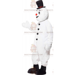 BIGGYMONKEY™ Λευκή στολή μασκότ χιονάνθρωπος με καπέλο -