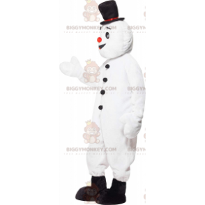 BIGGYMONKEY™ White Snowman Mascot Costume with Hat -