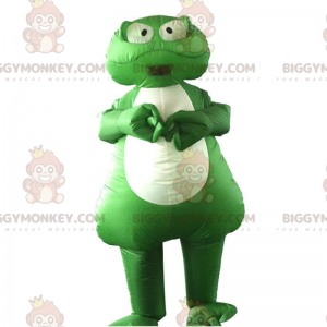 BIGGYMONKEY™ Aufblasbares grünes Frosch-Maskottchen-Kostüm