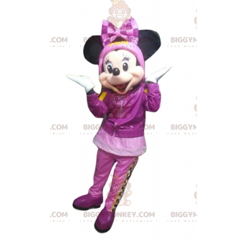 Traje de mascote Minnie Mouse BIGGYMONKEY™ em traje de inverno