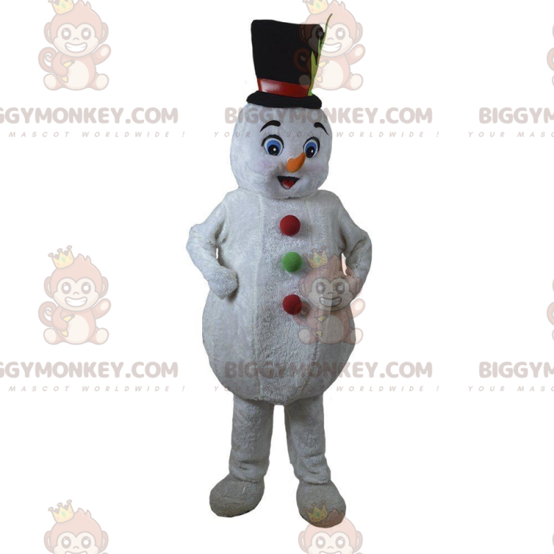 Fantasia de mascote de boneco de neve branco BIGGYMONKEY™ Fantasia de mascote de boneco de neve branco BIGGYMONKEY™