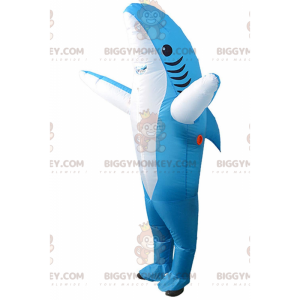 Opblaasbare blauwe haai BIGGYMONKEY™ mascottekostuum