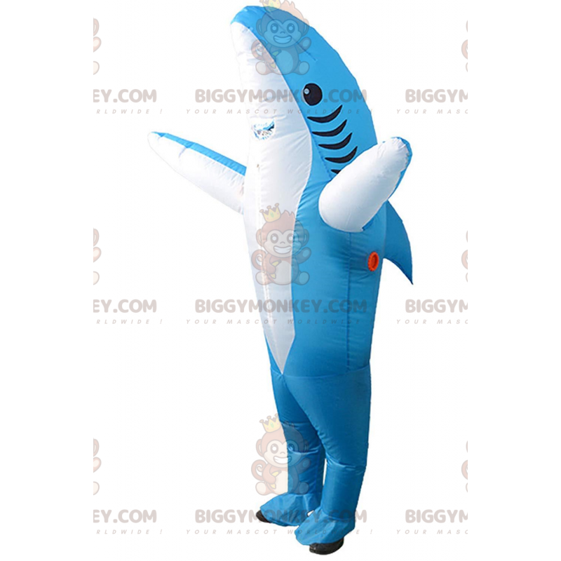 Uppblåsbar Blue Shark BIGGYMONKEY™ Maskotdräkt, Giant Shark Costume - Fiskmaskot - BIGGYMONKEY_011496 - BiggyMonkey.com