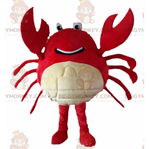 BIGGYMONKEY™ kæmpe rød og hvid krabbemaskotkostume, havkostume