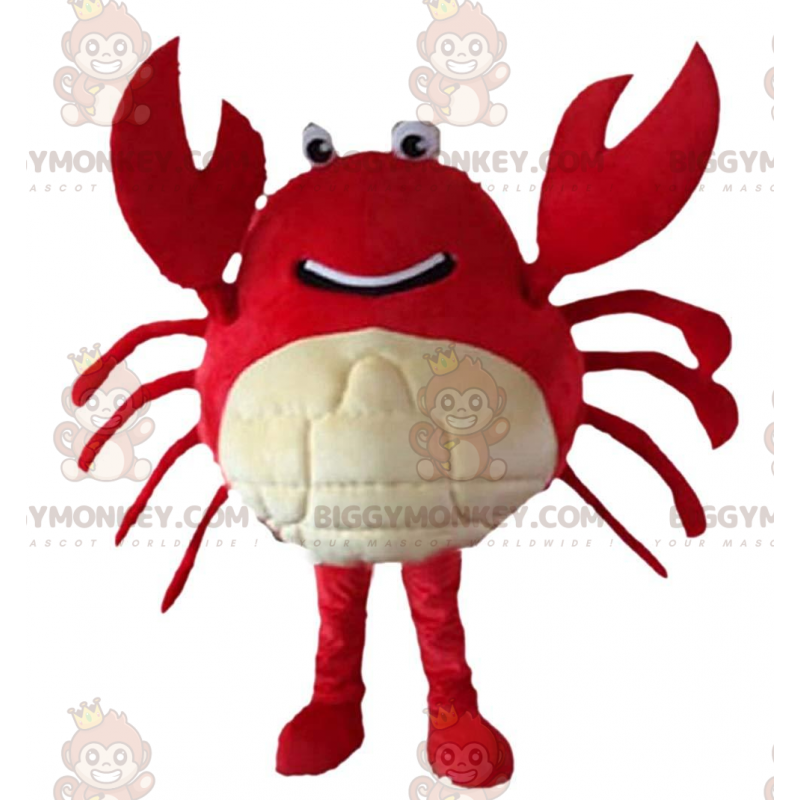 BIGGYMONKEY™ costume mascotte granchio gigante rosso e bianco BIGGYMONKEY™ costume mascotte granchio gigante rosso e bianco
