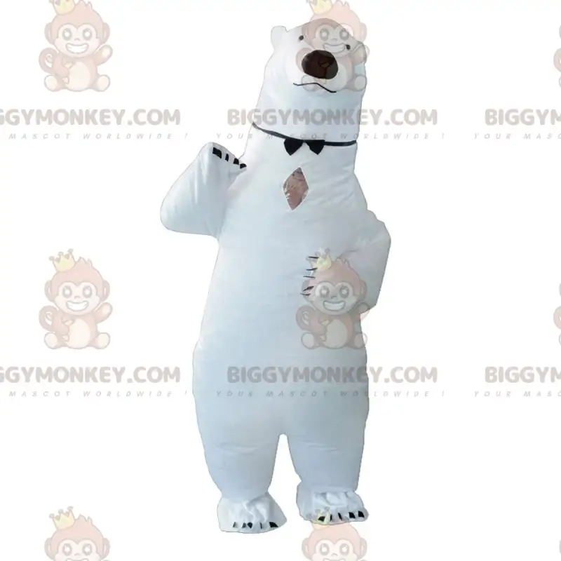 BIGGYMONKEY™ oppustelig isbjørnmaskotkostume, kæmpe BIGGYMONKEY™ oppustelig isbjørnmaskotkostume, kæmpe