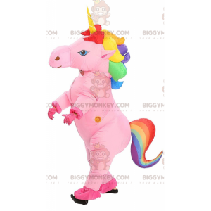 BIGGYMONKEY™ mascottekostuum roze opblaasbare eenhoorn met