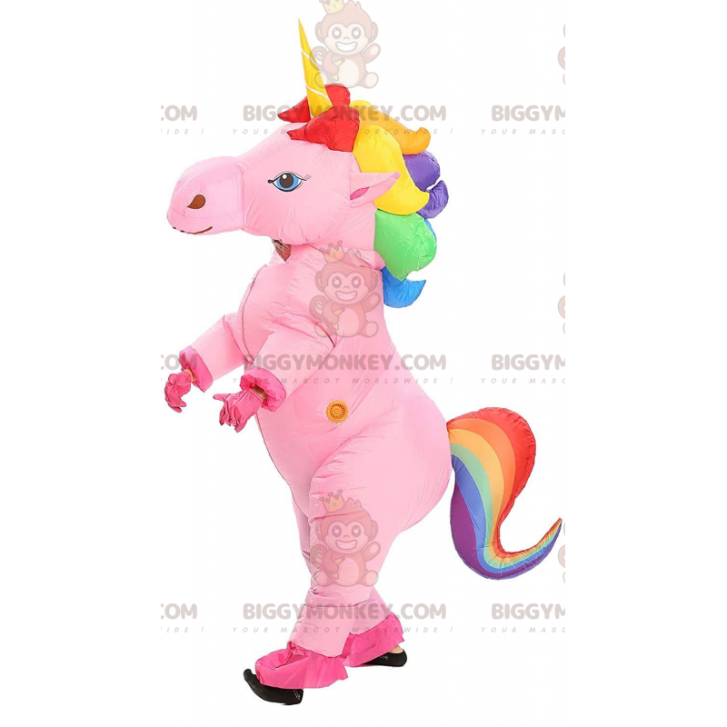 Costume de mascotte BIGGYMONKEY™ de licorne gonflable rose avec