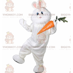 Kostým maskota BIGGYMONKEY™ baculatý a chlupatý bílý králík
