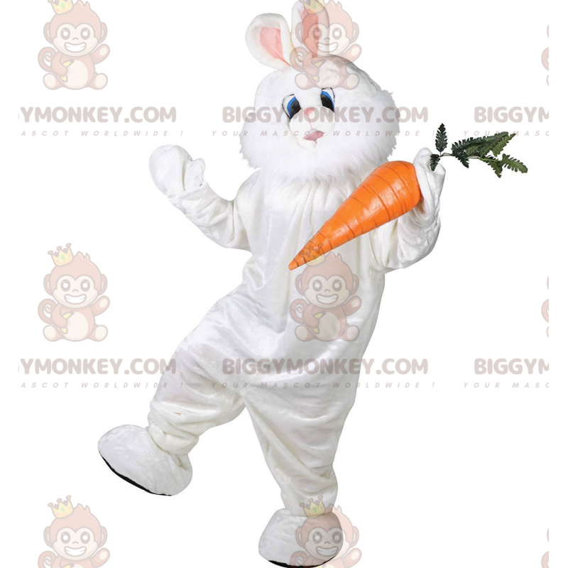 BIGGYMONKEY™ mascot costume plump and furry white rabbit, bunny