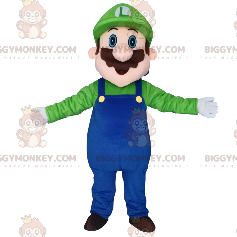 Disfraz de mascota BIGGYMONKEY™ de Luigi, el famoso fontanero Disfraz de mascota BIGGYMONKEY™ de Luigi, el famoso fontanero