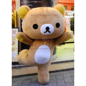 BIGGYMONKEY™ Grote bruine en gele teddybeer mascottekostuum -