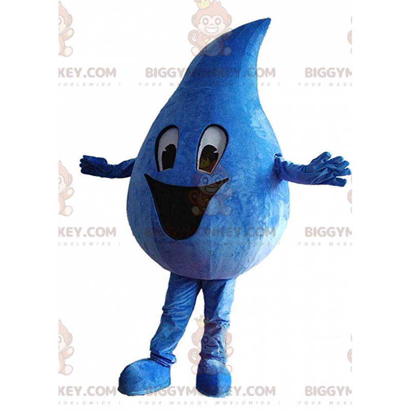 Costume de mascotte BIGGYMONKEY™ de goutte bleue géante avec un Costume de mascotte BIGGYMONKEY™ de goutte bleue géante avec un