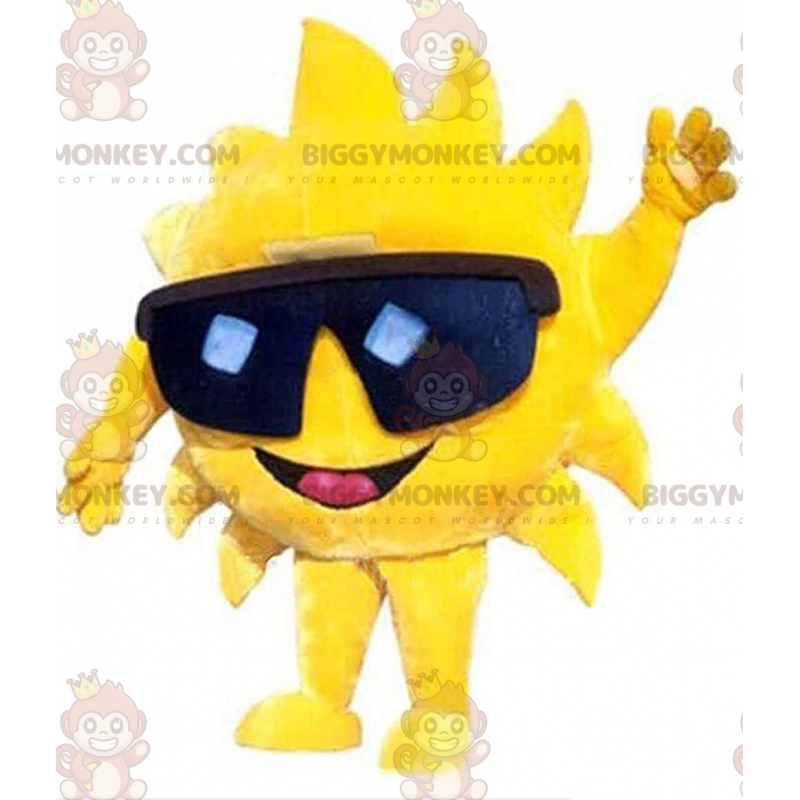 Costume de mascotte BIGGYMONKEY™ de soleil jaune géant avec des Costume de mascotte BIGGYMONKEY™ de soleil jaune géant avec des