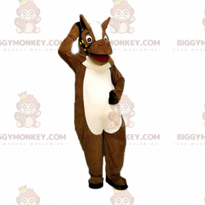 Costume de mascotte BIGGYMONKEY™ de cheval marron et blanc