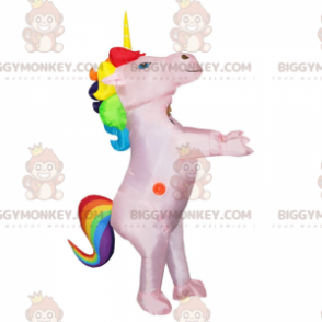 Costume de mascotte BIGGYMONKEY™ de licorne rose gonflable avec