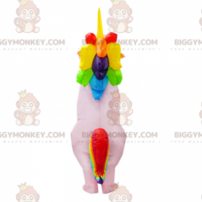 Costume de mascotte BIGGYMONKEY™ de licorne rose gonflable avec