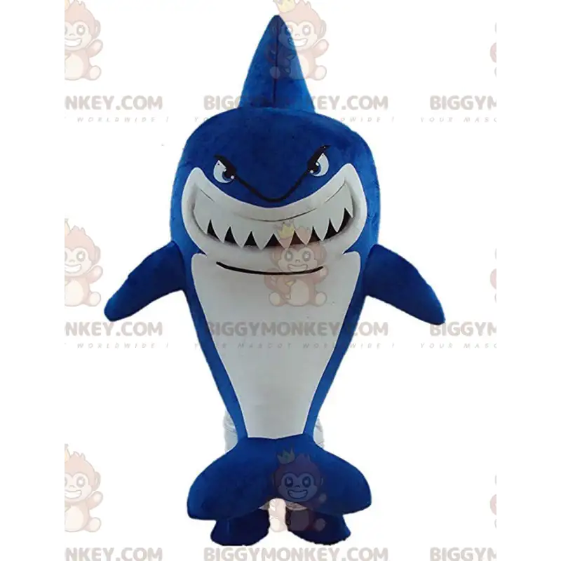 Traje de mascote BIGGYMONKEY™ Traje de tubarão azul com Traje de mascote BIGGYMONKEY™ Traje de tubarão azul com