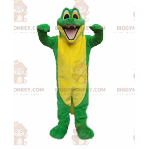 Costume de mascotte BIGGYMONKEY™ de crocodile vert et jaune