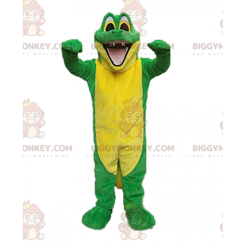 Green and yellow crocodile BIGGYMONKEY™ mascot costume