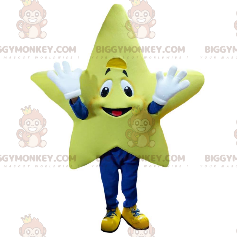 Giant Smiling Yellow Star BIGGYMONKEY™ Mascot Costume, Star
