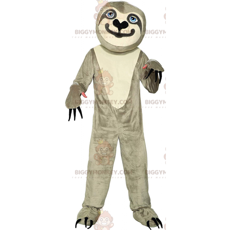 BIGGYMONKEY™ Maskotdräkt Grå och vit sengångare med stora klor BIGGYMONKEY™ Maskotdräkt Grå och vit sengångare med stora klor