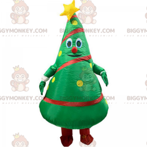 BIGGYMONKEY™ Aufblasbares Weihnachtsbaum-Maskottchen-Kostüm