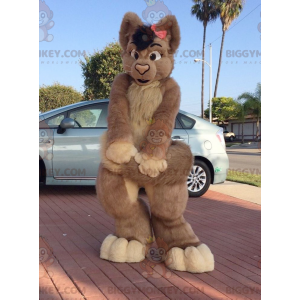 BIGGYMONKEY™ Female All Hairy Brown Cat Mascot Costume -