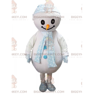 BIGGYMONKEY™ Big Snowman-maskotkostume med tørklæde og hat - Menneskelige maskoter - BIGGYMONKEY_011546 - BiggyMonkey.com