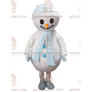 BIGGYMONKEY™ Big Snowman-maskotkostume med tørklæde og hat -