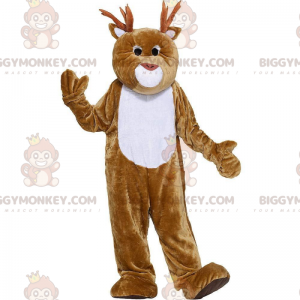 Brown and white reindeer BIGGYMONKEY™ mascot costume, Christmas