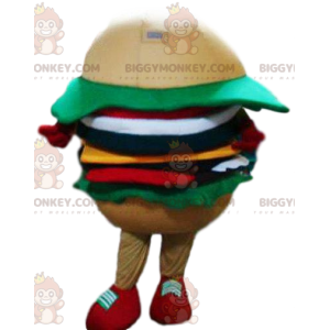BIGGYMONKEY™ Mascottekostuumburger met salade, tomaten, uien -