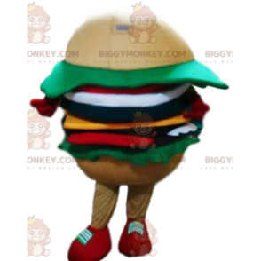 BIGGYMONKEY™ Mascottekostuumburger met salade, tomaten, uien -