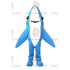 BIGGYMONKEY™ Giant Super Smiling Blue and White Shark Mascot