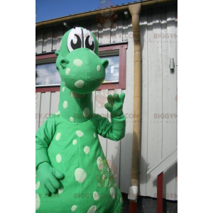 BIGGYMONKEY™ Costume da mascotte drago dinosauro a pois verdi -