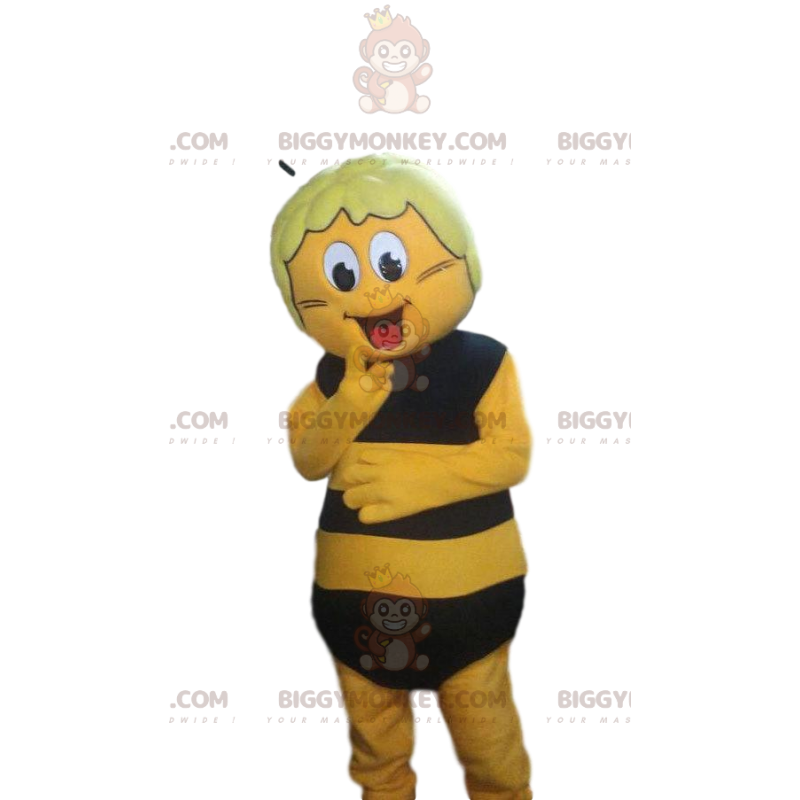 Costume de mascotte BIGGYMONKEY™ d'abeille jaune et noir Costume de mascotte BIGGYMONKEY™ d'abeille jaune et noir