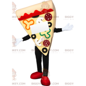 BIGGYMONKEY™ Costume da mascotte Squisita pizza con peperoni e peperoni - Mascotte alimentare - BiggyMonkey.com