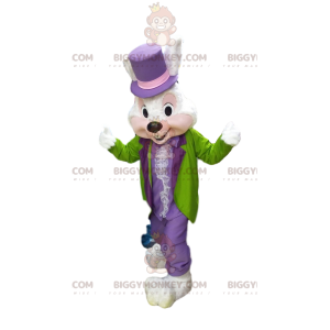 Fantasia de mascote de coelho branco BIGGYMONKEY™, em vestido