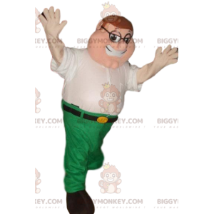 BIGGYMONKEY™ Mascot Costume Funny Man in White Shirt and Green