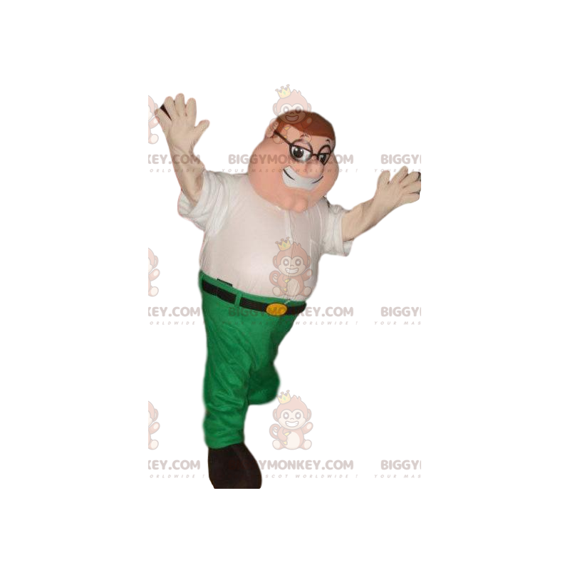 BIGGYMONKEY™ Mascot Costume Funny Man in White Shirt and Green