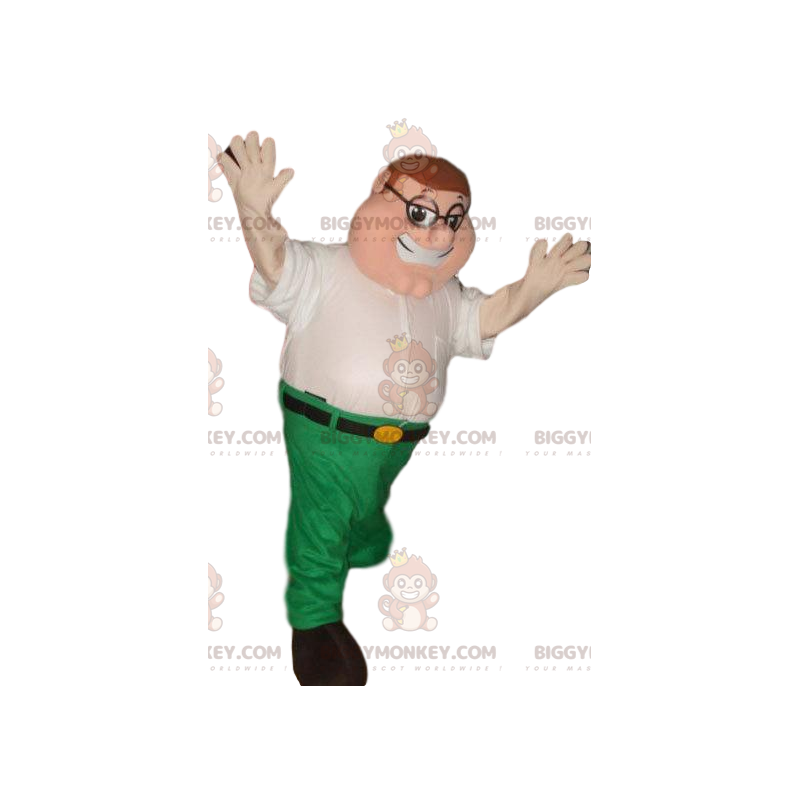 BIGGYMONKEY™ maskotkostume Sjov mand i hvid skjorte og grønne bukser - Mænds maskoter - BIGGYMONKEY_011571 - BiggyMonkey.com