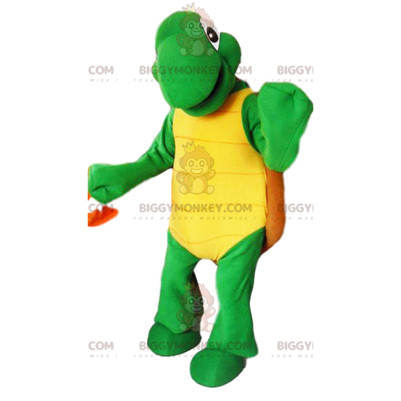 Costume de mascotte BIGGYMONKEY™ de tortue vert et sa carapace Costume de mascotte BIGGYMONKEY™ de tortue vert et sa carapace