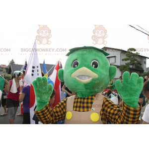 Green Man BIGGYMONKEY™ mascottekostuum met overall en shirt -