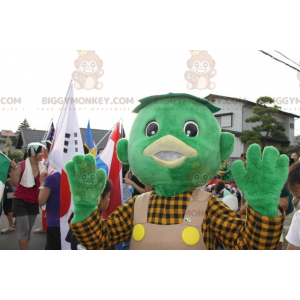 Green Man BIGGYMONKEY™ maskotdräkt med overall och skjorta -